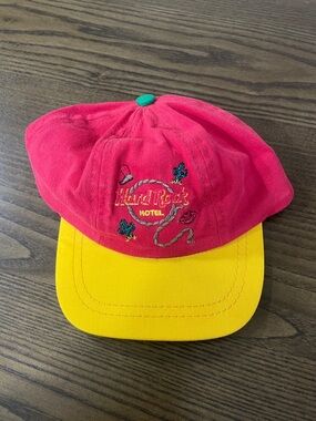 VINTAGE 1990’s Children’s Hard Rock Motel Pink and Yellow Baseball Cap